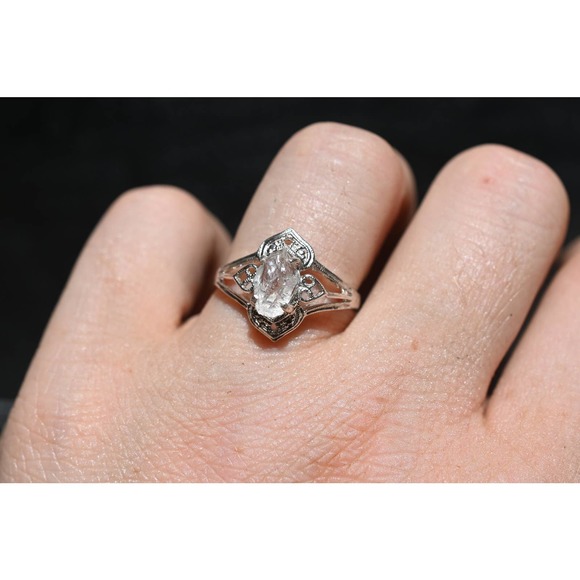 Art Deco Ring Raw Diamond Ring Rough Diamond Ring promise anniversary gi… - Picture 2 of 5